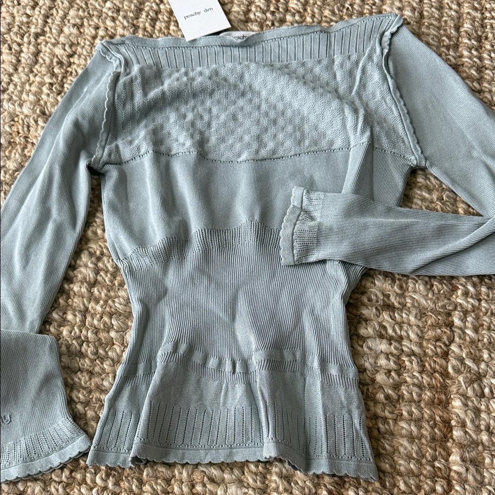 Peachy den Light Sage Ribbed Women's Sweater